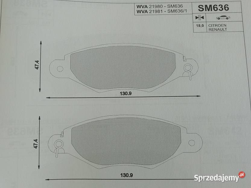 SM636 Klocki hamulcowe kpl przód NISSAN KUBISTAR warmińsko-mazurskie Olsztyn