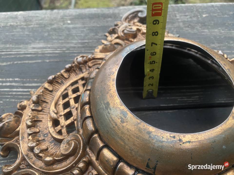 Obudowa zegara lustra kinkietu mosiężna duża Zielonka