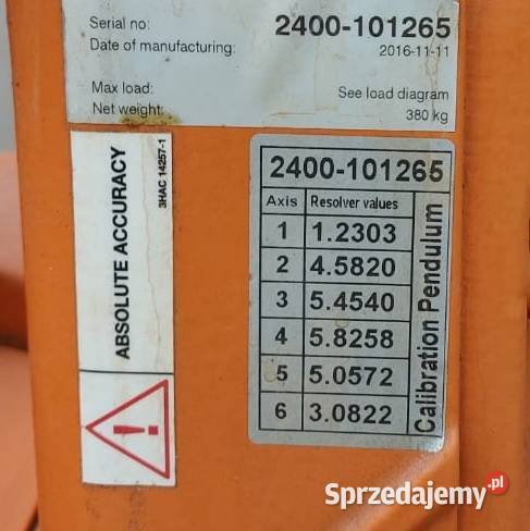 Robot przemysłowy ABB IRB2400 2016r sterowanie lubuskie Gorzów Wielkopolski