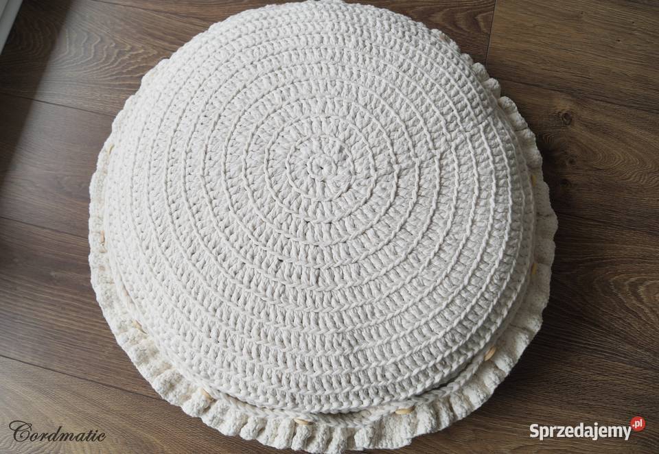 Duża szydełkowa poduszka pufa Bawełna Handmade 18cm Brodnica sprzedam