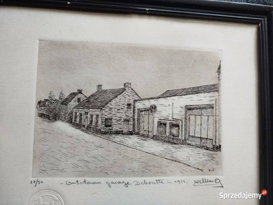 Obraz grafika podpisany z 1934 roku Antwerpia Opole