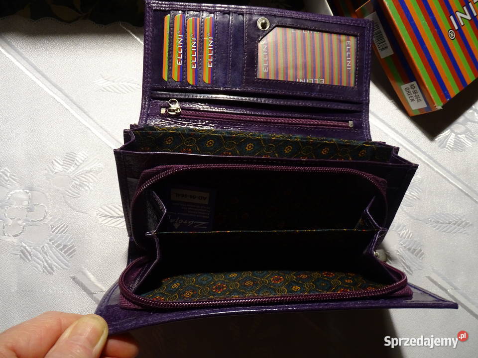 Skórzany lakierowany portfel firmy ELLINI Różan
