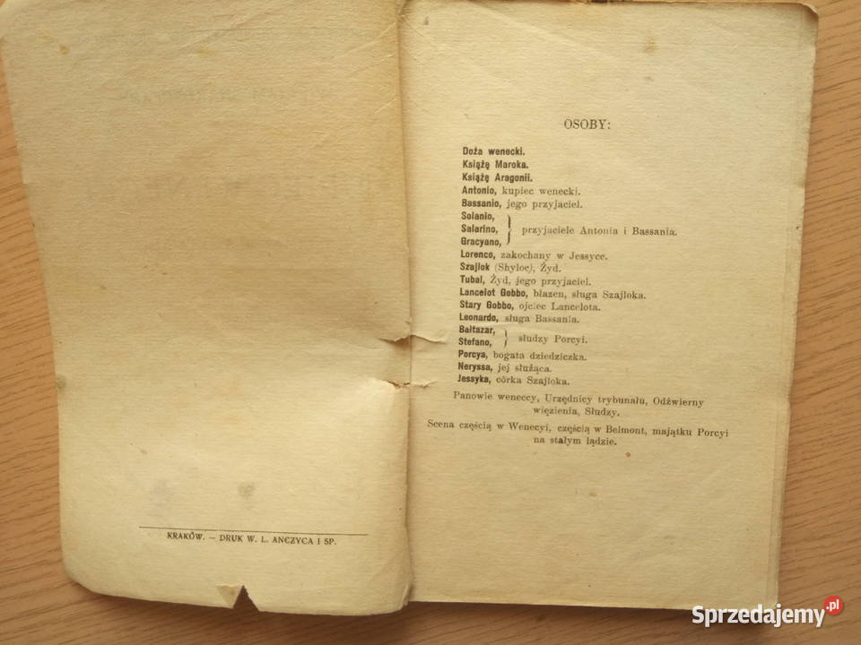 Kupiec wenecki z początku XX w Shakespeare Proza i poezja Dąbrowa Górnicza