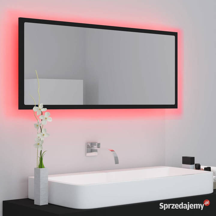 Lustro łazienkowe z LED czarne 100x85x37 akryl mazowieckie Warszawa