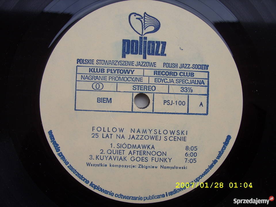 LP Jazz FOLLOW NAMYSLOWSKI25 LAT NA JAZZ Wołów