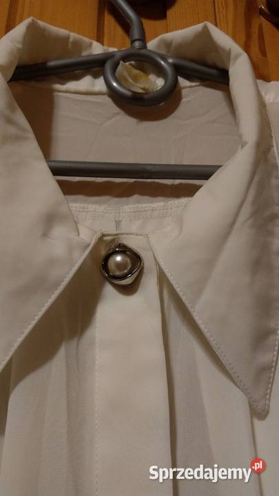 Biała bluzka koszula falbany plisy ukryte guziki Zara