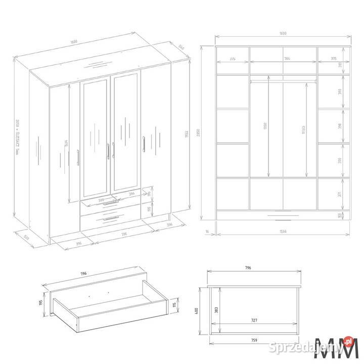 Szafa Romana 160 X 205 LUSTRO KASZMIR BEŻ Meble sprzedam