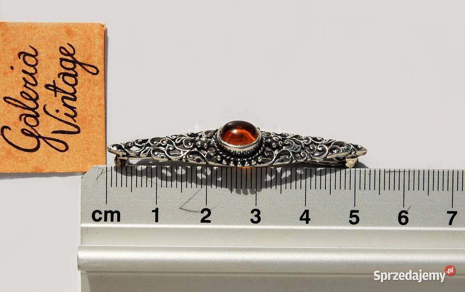 Stara broszka wiktoriańska bursztyn bałtycki lubelskie