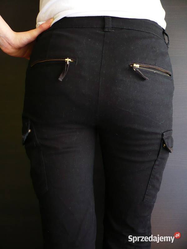 czarne spodnie rurki hm xs 34 bojówki kieszenie czarny Toruń