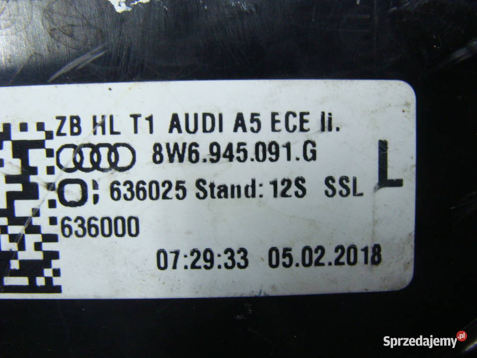 AUDI A5 B9 2017 LAMPA TYLNA LEWA 8W6945091G zachodniopomorskie Goleniów sprzedam