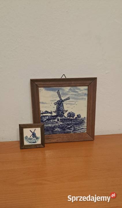 trzy obrazki płytki ceramiczne z Holandii z Warszawa