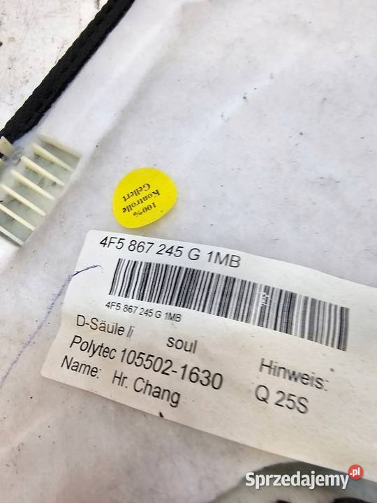 OSŁONA SŁUPKA D LEWA AUDI A6 C6 SEDAN 4F5867245G Przystajń