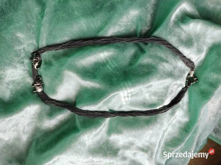 Piękna srebrna kolia 925 pleciona że słonikami Choszczno