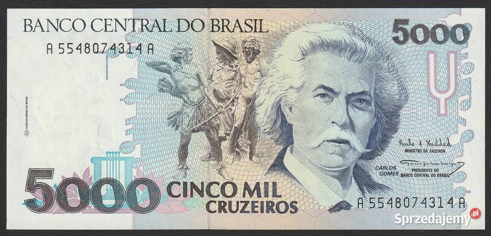 BRAZYLIA 5000 cruzeiros 1993 GOMES STAN BANKOWY Numizmatyka