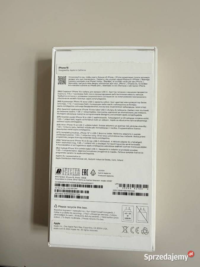 Syndyk sprzeda telefon iPhone 16 128 GB Warszawa