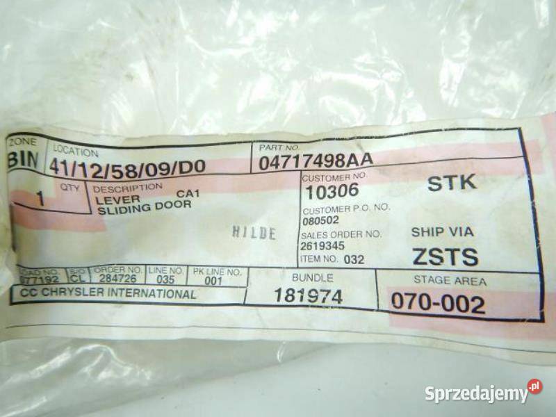 PROWADNICA DRZWI PRZESUWNYCH JEEP WRANGLER 9899 Zawiasy, bolce i prowadnice