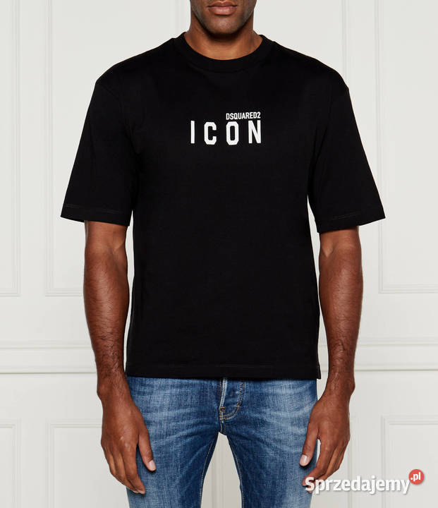 Tshirt bawełniany ICON Dsquared2 czarny L Odzież codzienna Białystok