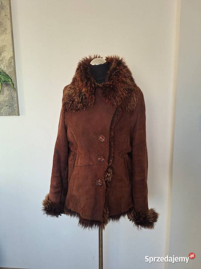 Naturalny kożuch z kozy kozi brązowy z futrzanym małopolskie sprzedam