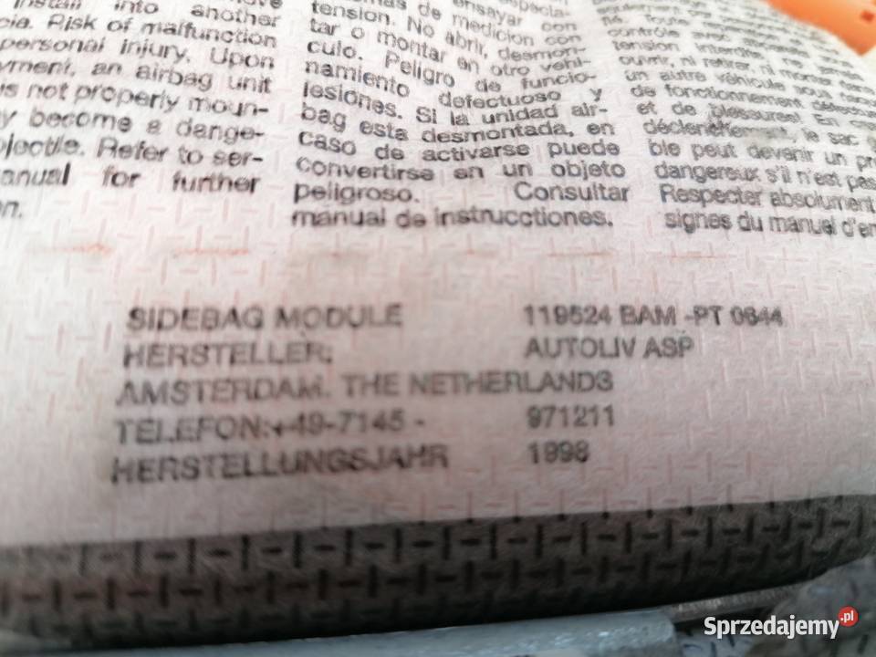 Airbag BMW e38 e39 kod119524 BAMPT 0844 osobowe Skwierzyna