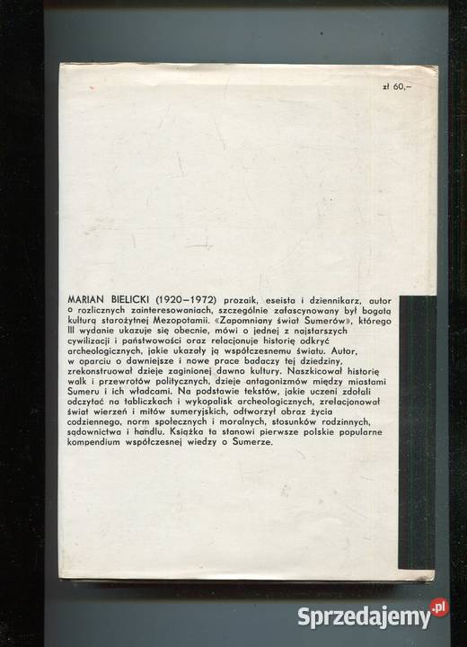 Zapomniany świat Sumerów Marian Bielicki Rok wydania 1973 Szczecin