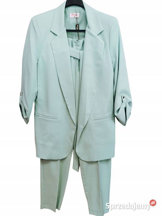 Garnitur damskiTANGO 46 pistacja niebieski Garsonki i kostiumy Moda i Styl