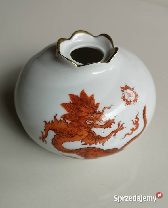 Wazon kula Czerwony Smok Meissen vintage Toruń