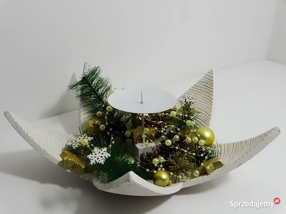 Świecznik świąteczny gwiazda z dekoracją zimową Biłgoraj