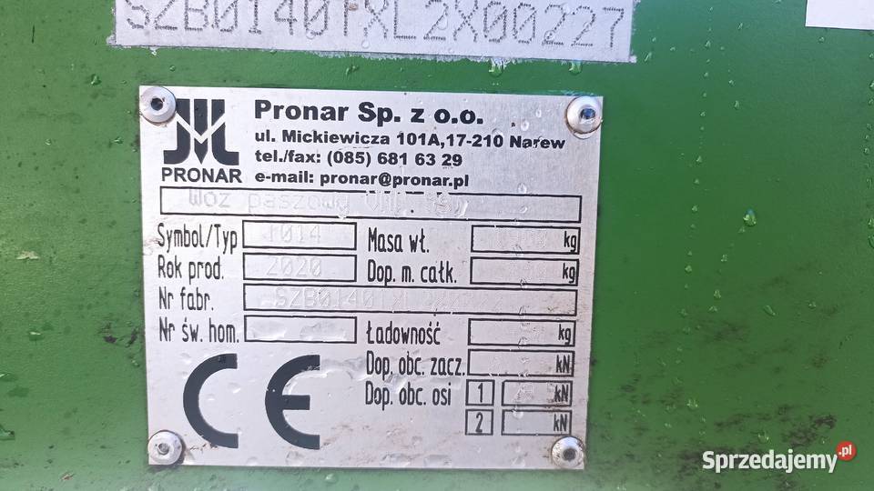 Wóz paszowy Pronar 6m3 Łosice
