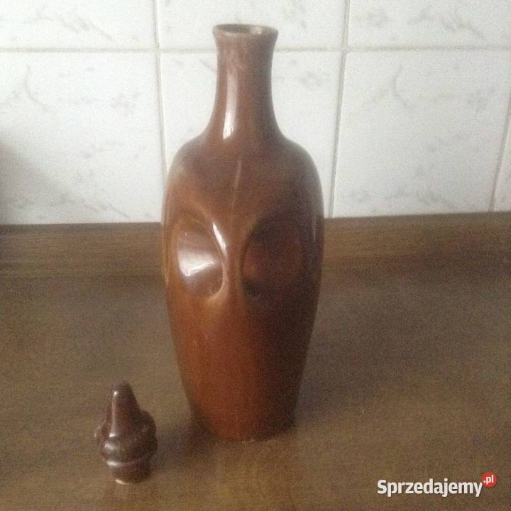 Karafka porcelitowa z uchwytami i korkiem PRL Opole sprzedam