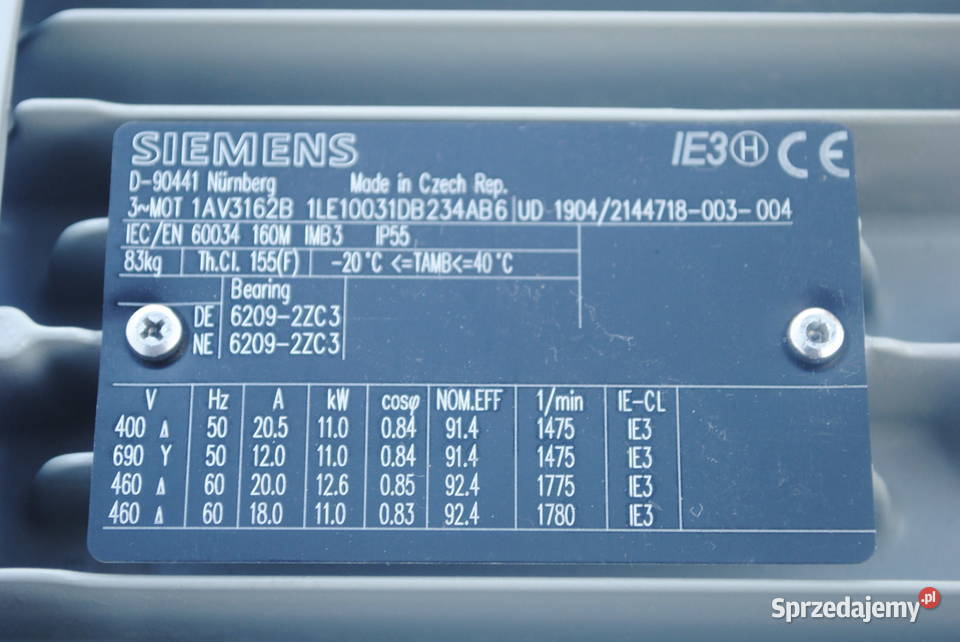 Silnik elektryczny 11kw 1460obrmin SIEMENS Kargowa