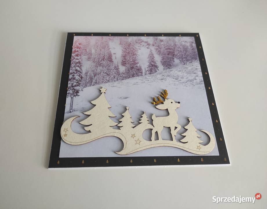 Kartka ręcznie robiona Boże Narodzenie renifer Łódź