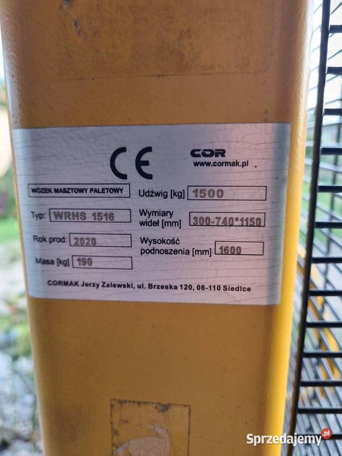 Podnosnik masztowy paletowy cormak Pozostałe Oborniki
