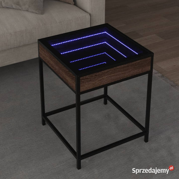 Stolik kawowy z LED Infinity brązowy dąb mazowieckie Warszawa