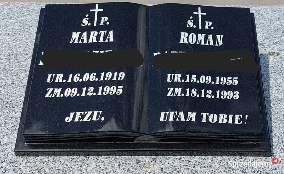 Książka granitowa tablica na nagrobek 30x40 Stanowice