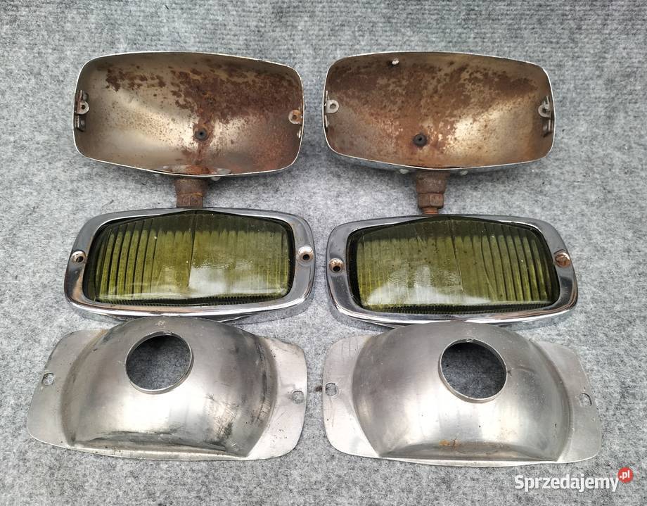 Stare zabytkowe żółte halogeny chrom JKlein wielkopolskie Leszno