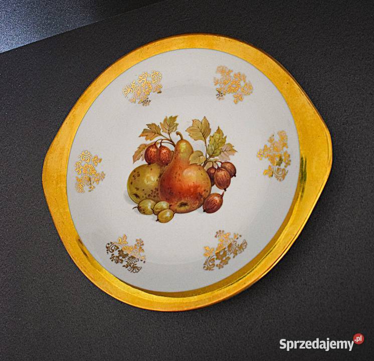 Patera porcelanowa z brzegami pokrytymi złotem Chełmno