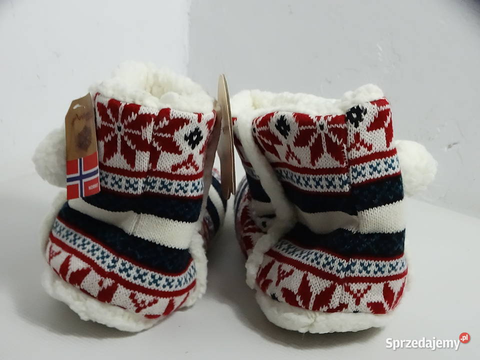 Nowe Ocieplane Kapcie Bambosze Norweski Wzór Biłgoraj