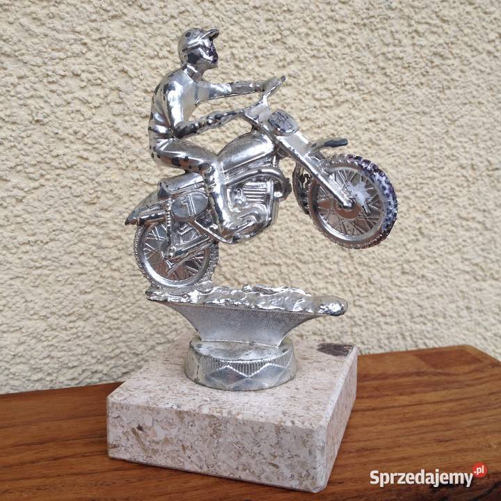 Metalowa figurka statuetka motocyklista motor Warszawa