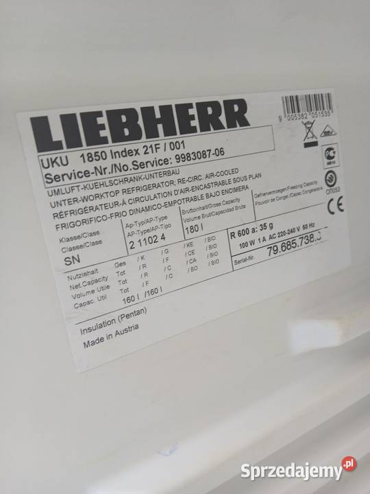 Lodówka podblatowa LIEBHERR UKU 1850