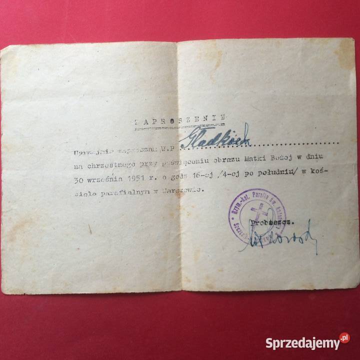 1360 Zaproszenie Gładki Szczecin