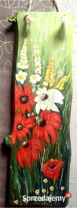 Obraz olejny na desce kwiaty Rydułtowy