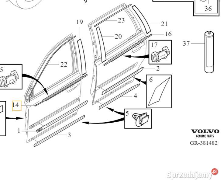 VOLVO XC90 listwa zgarniajaca drzwi prawy przod dolnośląskie