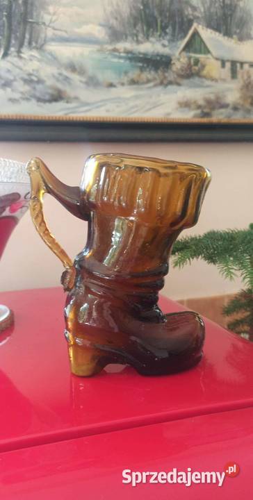 Bucik szklany Ciemnomiodowe szkło z czasów PRLu Gdańsk
