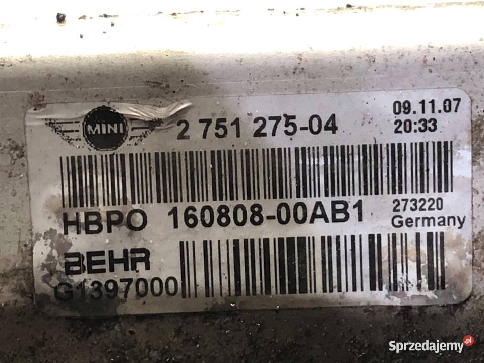 CHŁODNICA WODY MINI R56 16 109 2751275 0514