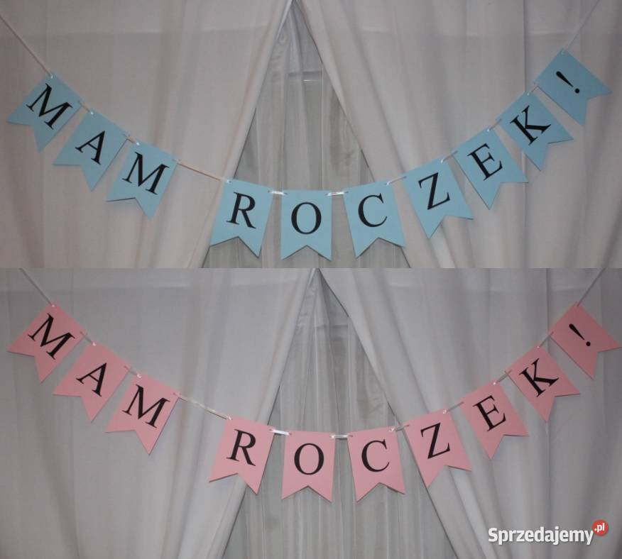 Girlanda papierowa różowa i niebieska Mam roczek Stare Miasto