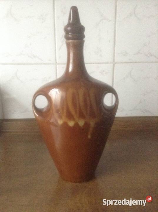 Karafka porcelitowa z uchwytami i korkiem PRL Porcelana i szkło Opole