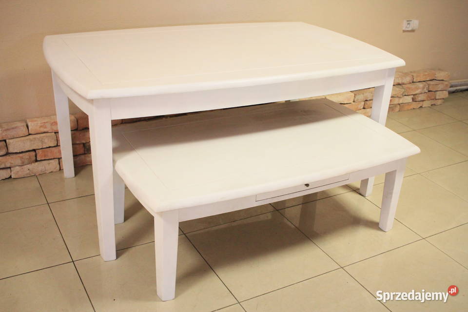 Komplet stołów dwie sztuki piękny biały kolor Pszczyna