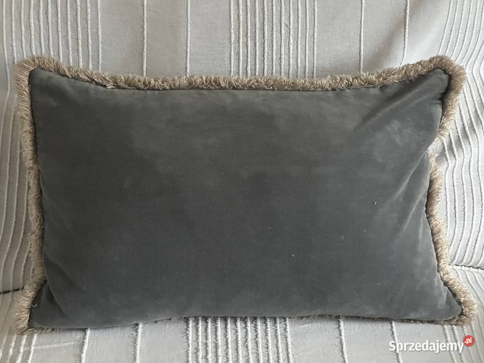 Poduszka dekoracyjna z wypełnieniem pierze 60x40 szary łódzkie