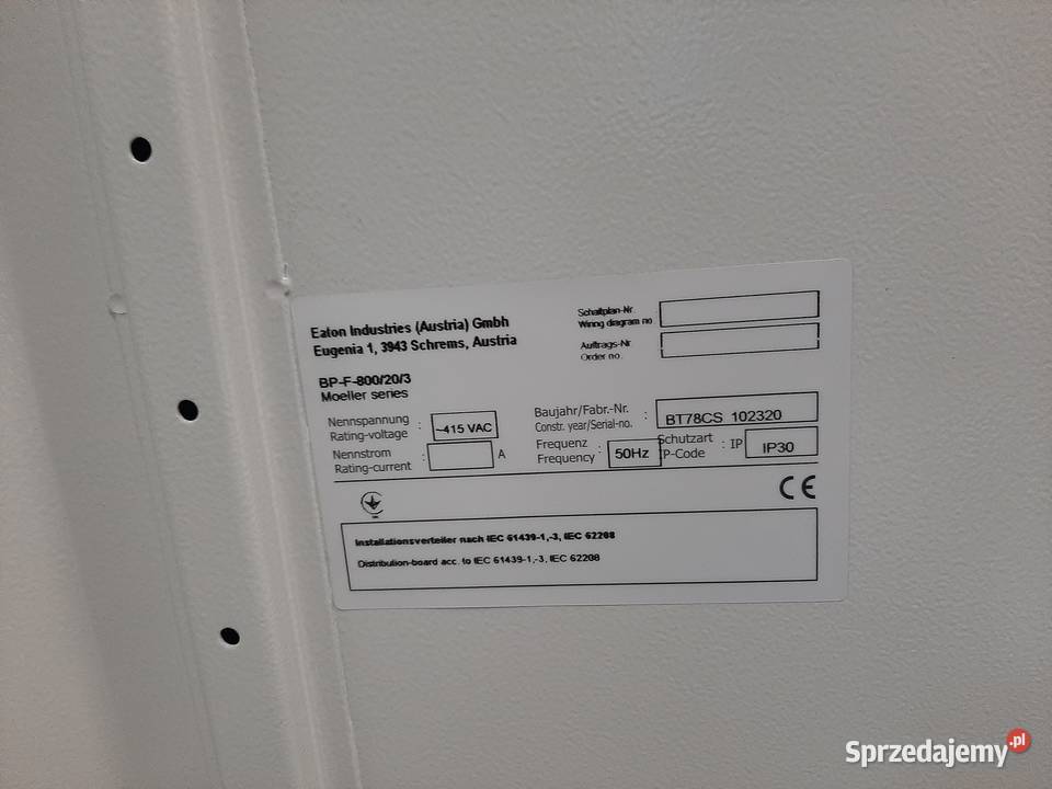 Syndyk sprzeda Szafa Rozdzielnica EATON Warszawa