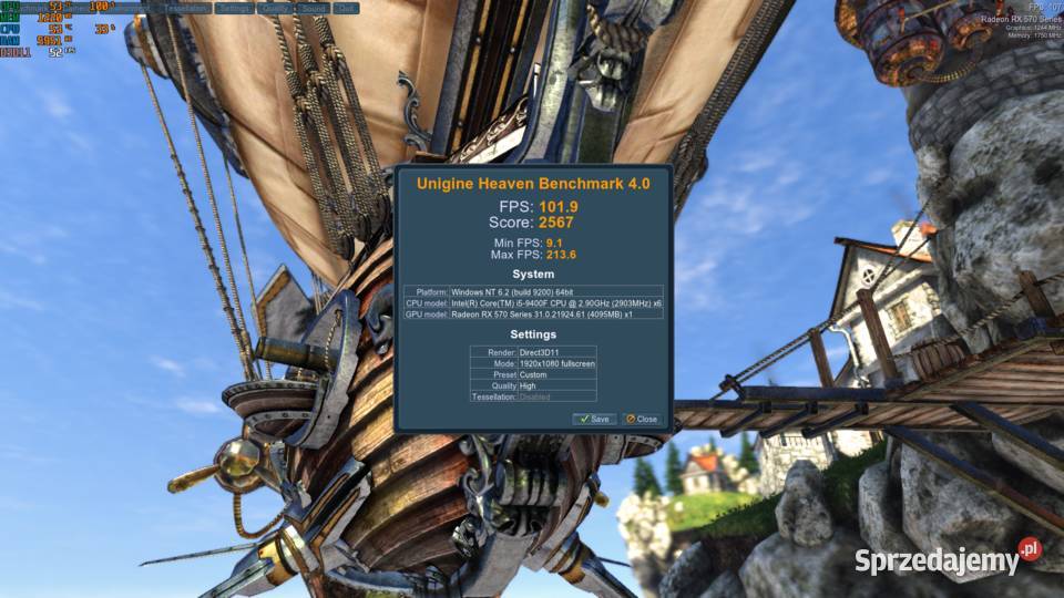 Komputer Gamingowy Windows 11 i5 9400f RX 570 Pamięć RAM 16 sprzedam